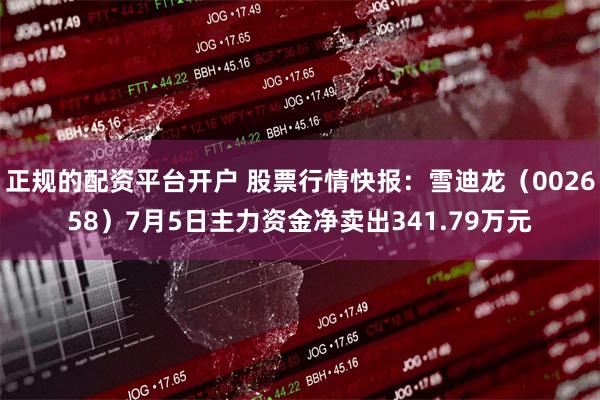 正规的配资平台开户 股票行情快报：雪迪龙（002658）7月5日主力资金净卖出341.79万元