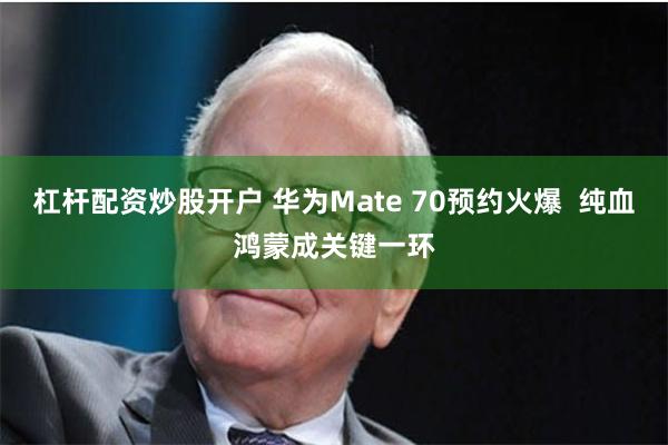 杠杆配资炒股开户 华为Mate 70预约火爆  纯血鸿蒙成关键一环